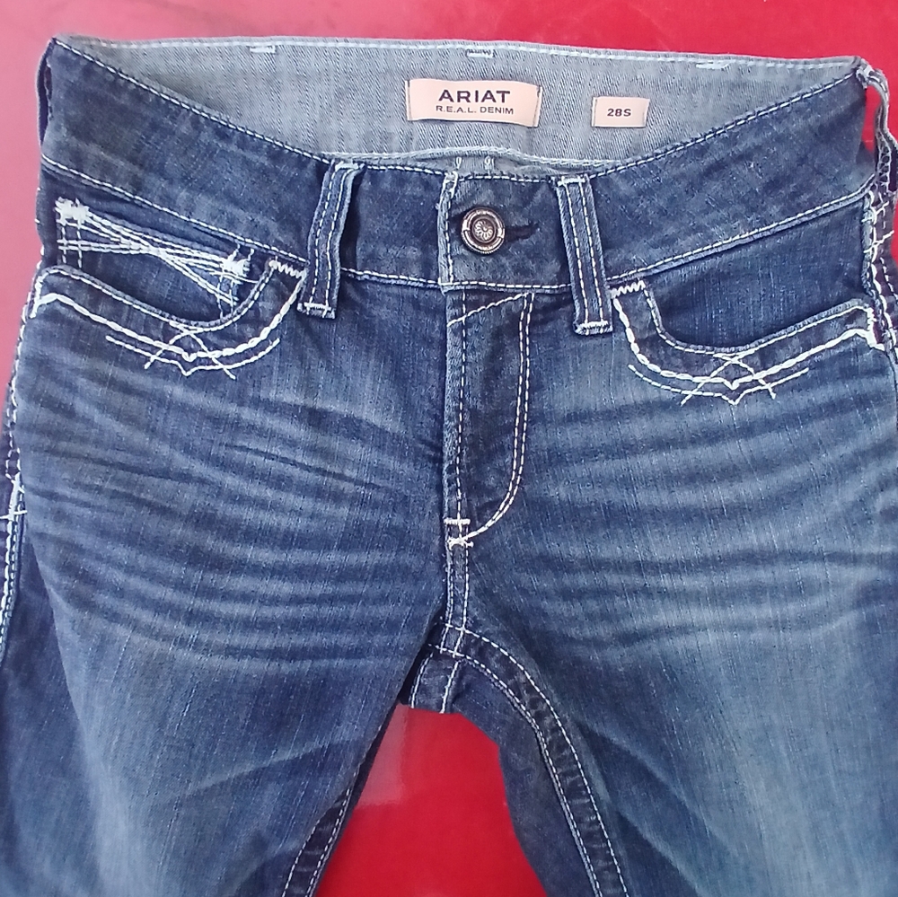 Ariat REAL Mid Rise Boot Cut Blue Denim Jeans Size 28 Short